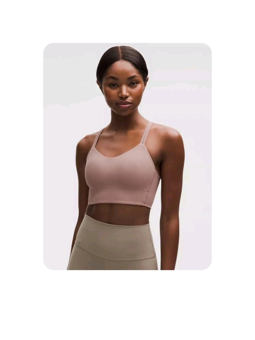 NWT Lululemon Like a Cloud Ribbed Longline Bra B/C Cup Ash Rose Size 4